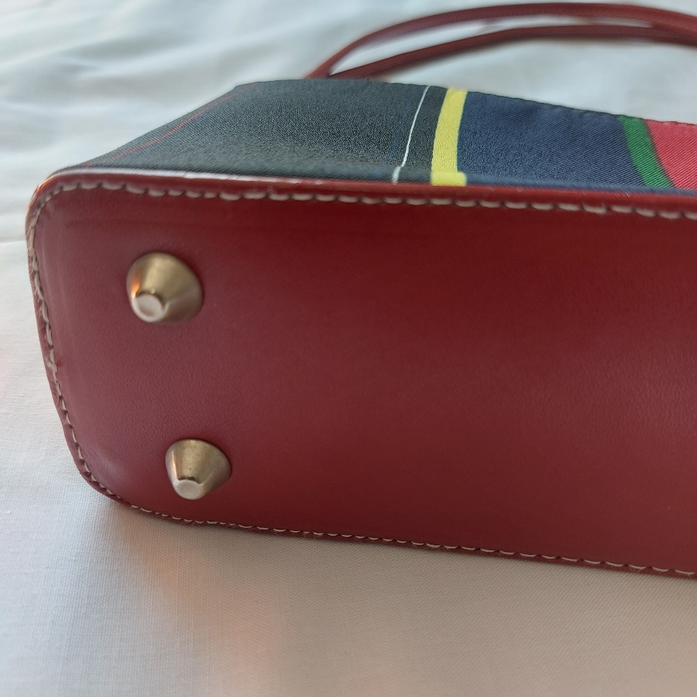 Vintage K18 Shoulder Strap Bag Fabric Multicolor Stripe Summer Beach Handbag - Picture 12 of 15